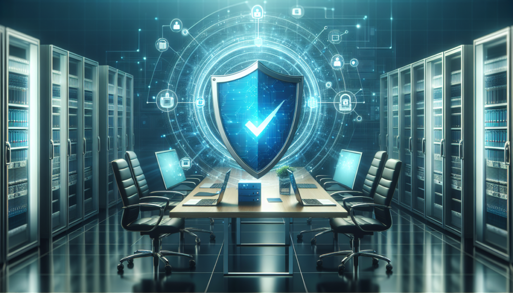 Cyber Essentials certification concept showing digital security shield protecting business network