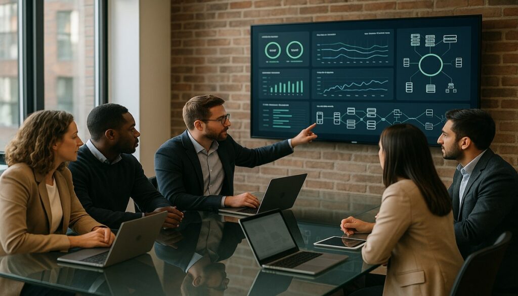 IT support for growing teams - Manchester business professionals working with technology in a modern office